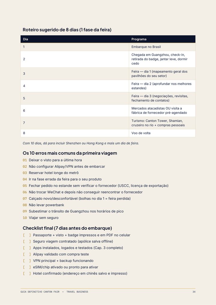 Prévia desfocada do roteiro de 8 dias